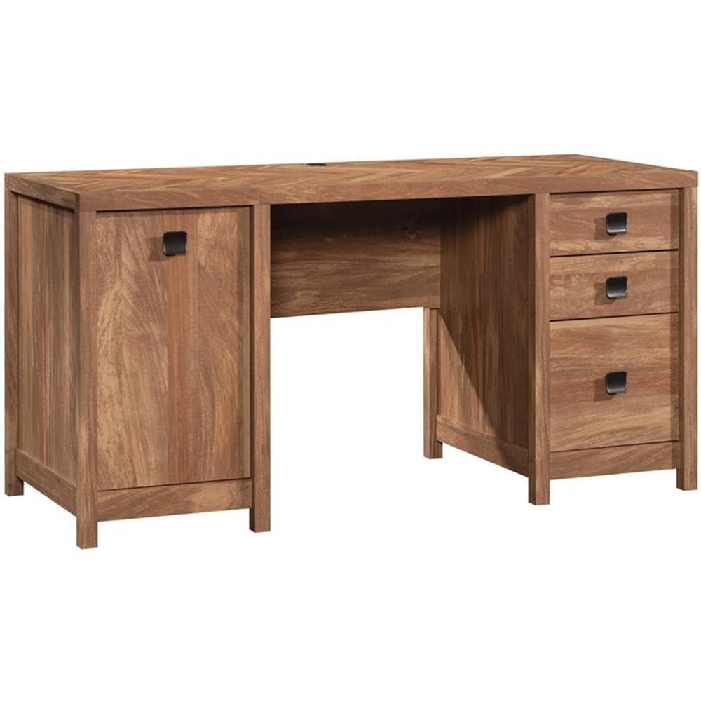 UrbanPro Farmhouse Wood Computer Desk in Sindoori Mango/Brown - Rustic Home Office Desk for Remote Work & Study - Perfect for Small Spaces & Modern Farmhouse Decor