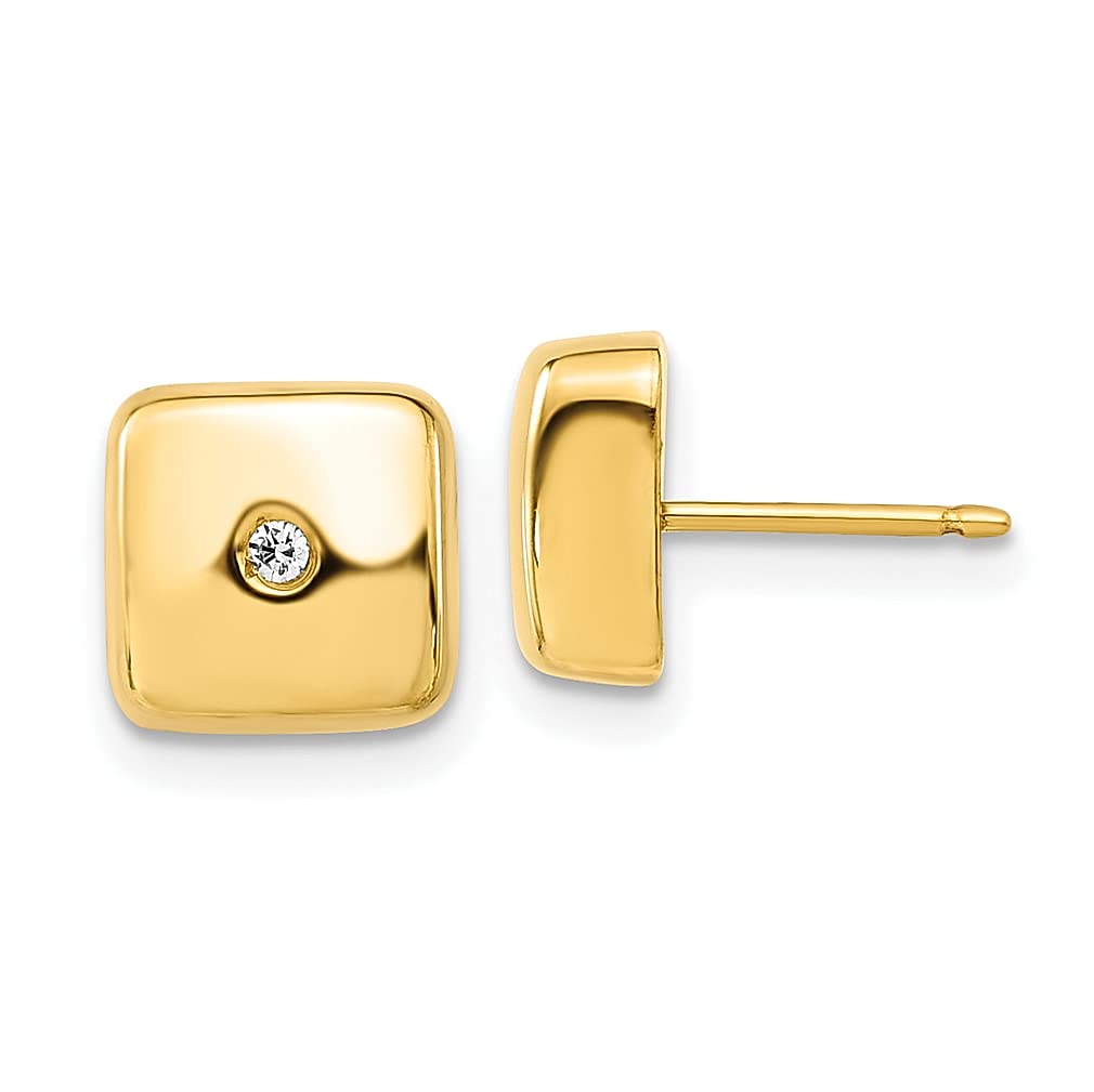 14K Yellow Gold Square Cubic Zirconia CZ Post Stud Earrings for Women - Elegant Ball Button Fine Jewelry Gift for Her - Perfect for Weddings, Parties & Everyday Wear