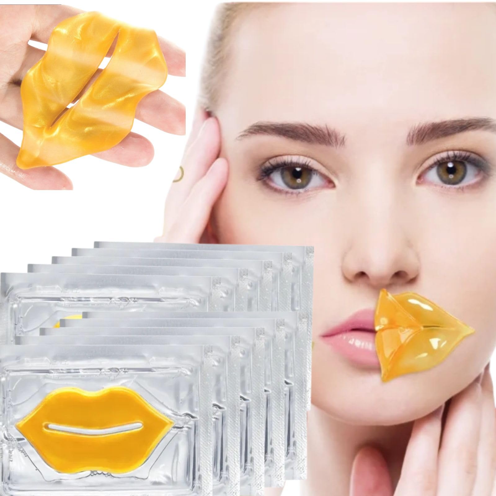 24K Golden Hydrating Lip Mask Patches - Korean Skincare for Plumping & Moisturizing Treatment - 30 Pcs Overnight Lip Care for Dry, Chapped Lips - Perfect for Nighttime Routine & Winter Lip Care