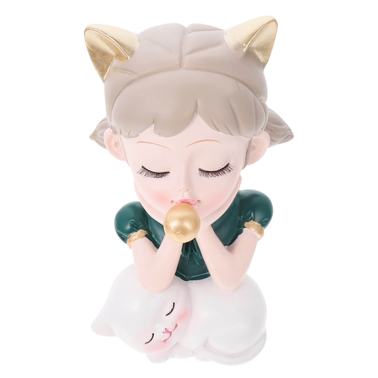 SEWACC Blowing Bubbles Cat Girl Resin Statue - Cute Anime Art Sculpture for Home Office Desk Decor, Living Room Tabletop Display, Gift for Collectors & Anime Lovers | Perfect for Shelves, Workstations & Themed Room Decor