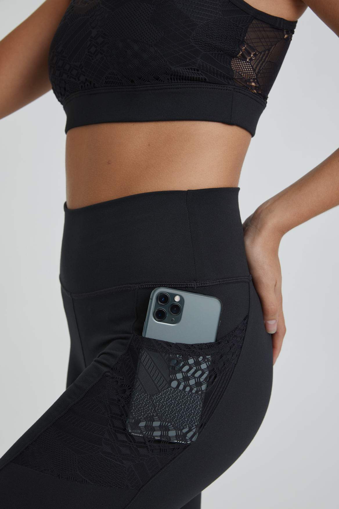 Monae Pocket Leggings for Women - Solid Black High Waist Yoga Pants with Side Pockets - Perfect for Running, Workout, Gym & Everyday Wear