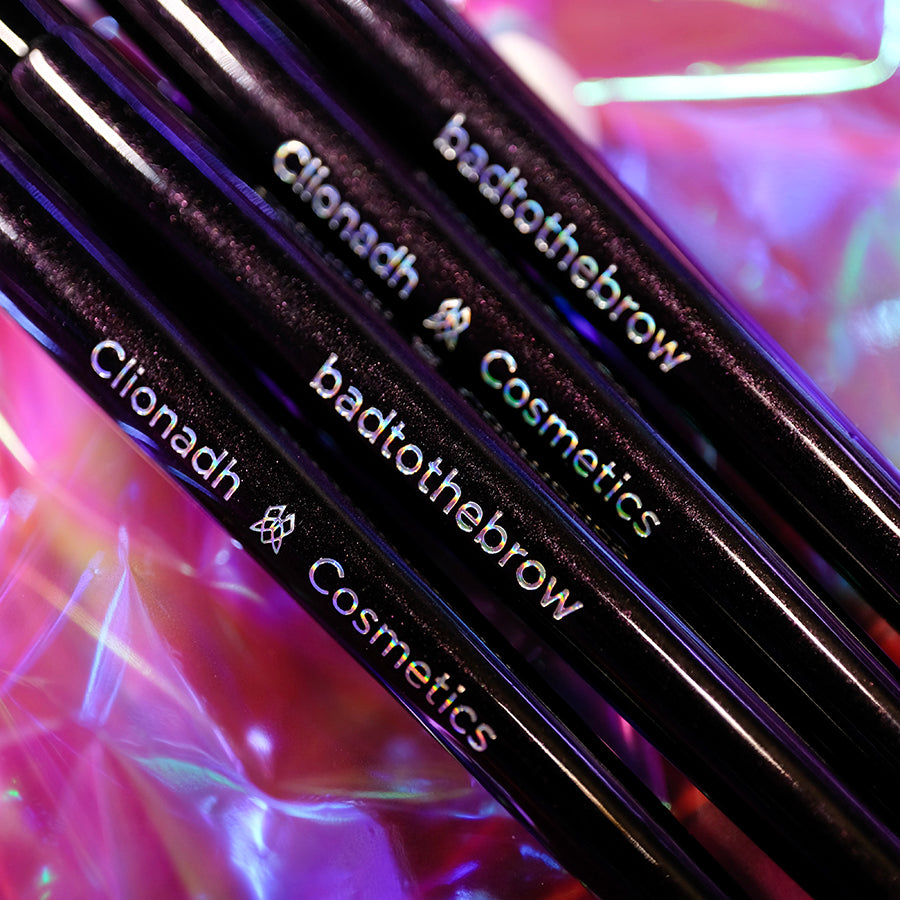 Badtothebrow x Light Scatters Makeup Brush Set (4-Piece) - Professional Vegan Makeup Brushes for Foundation, Blending & Contouring - Perfect for Everyday Makeup & Travel Kit