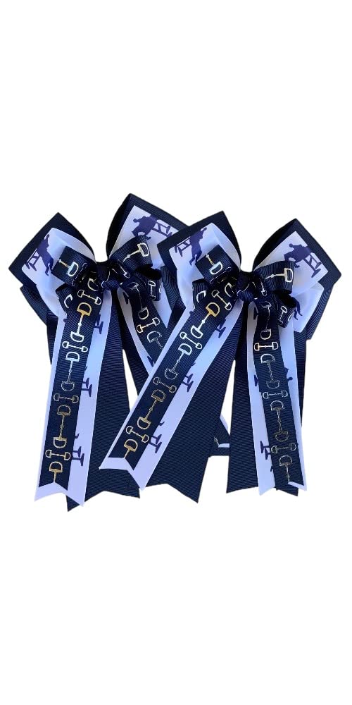 Equestrian Show Hair Bows for Girls - Medium Size with 2