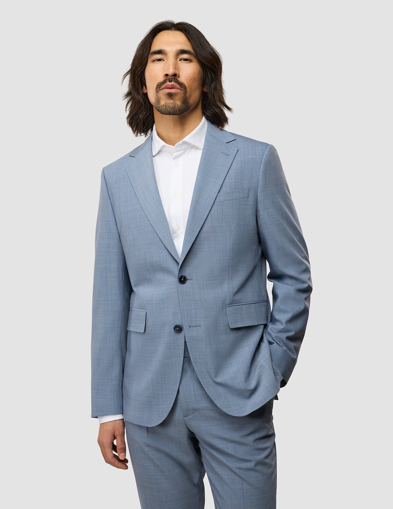Tech Wool Blazer for Men - Light Blue Slim Fit Business Jacket - Perfect for Office Wear & Formal Occasions