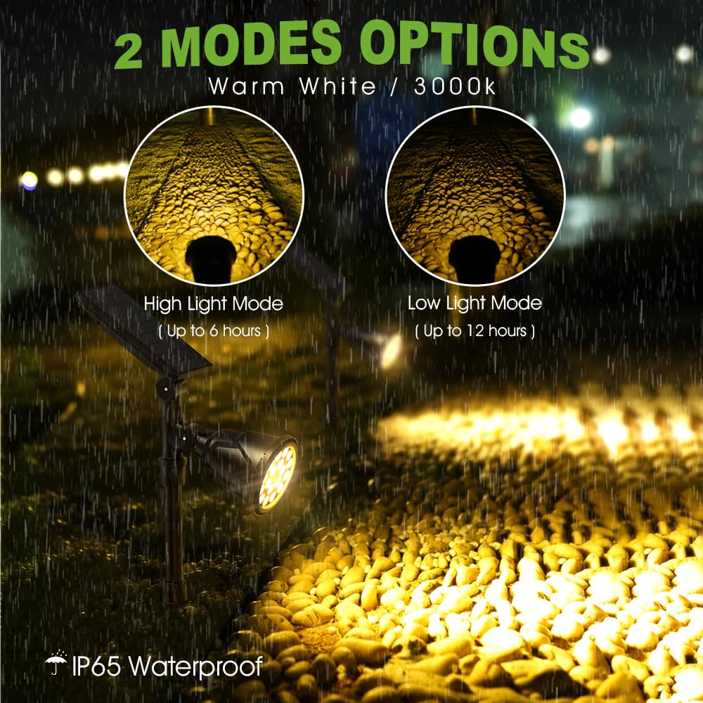 DBF Solar Outdoor Lights - Upgraded 18 LED Waterproof Landscape Lights with Auto On/Off, Warm White (Pack of 4) - Perfect for Garden, Pathway, Yard, and Patio Lighting