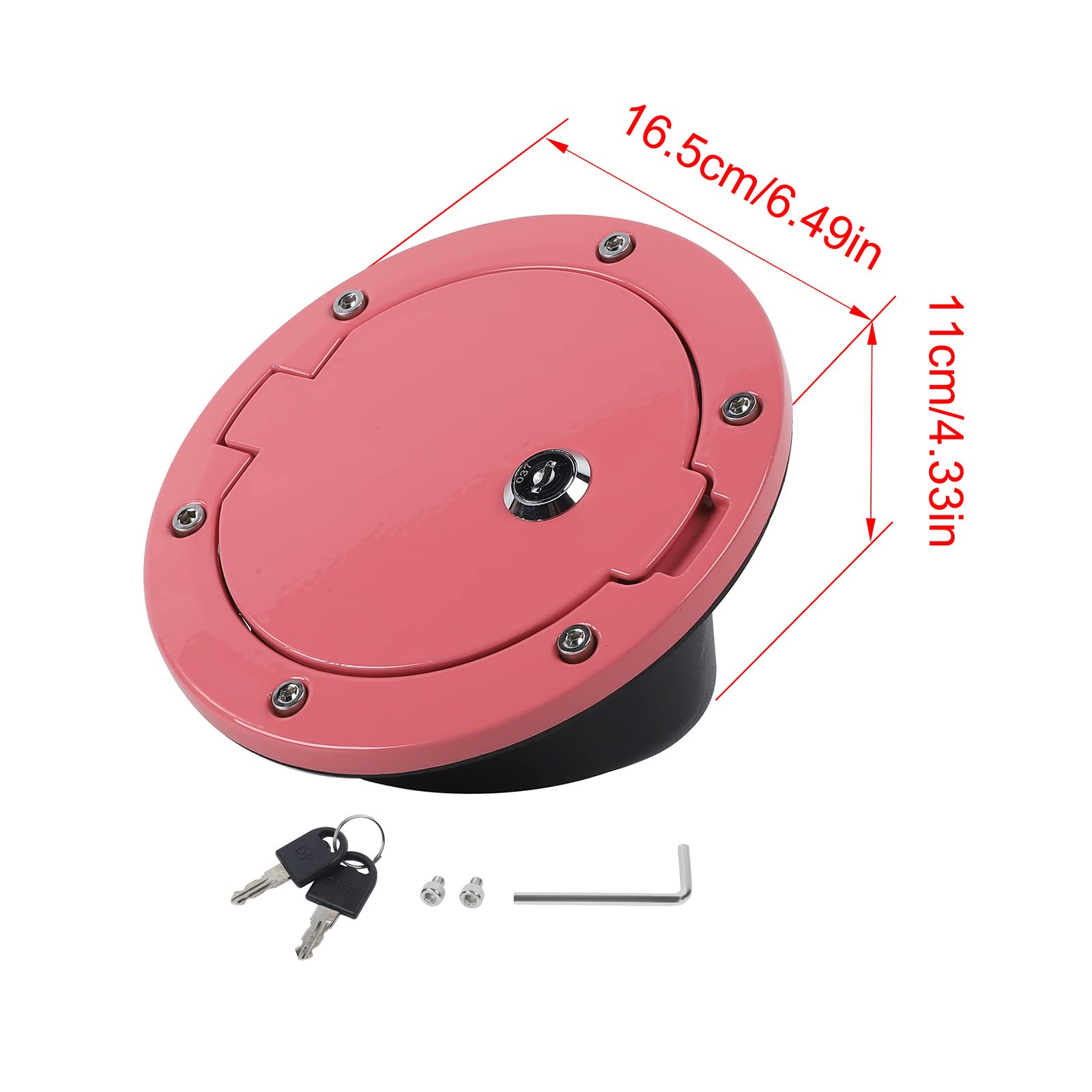 JeCar Fuel Filler Door Locking Gas Cap Cover - Compatible with Jeep Wrangler 2007-2018 JK & Unlimited Models - Exterior Accessories - Pink - Secure Gas Tank Protection for Off-Road Adventures & Daily Commuting