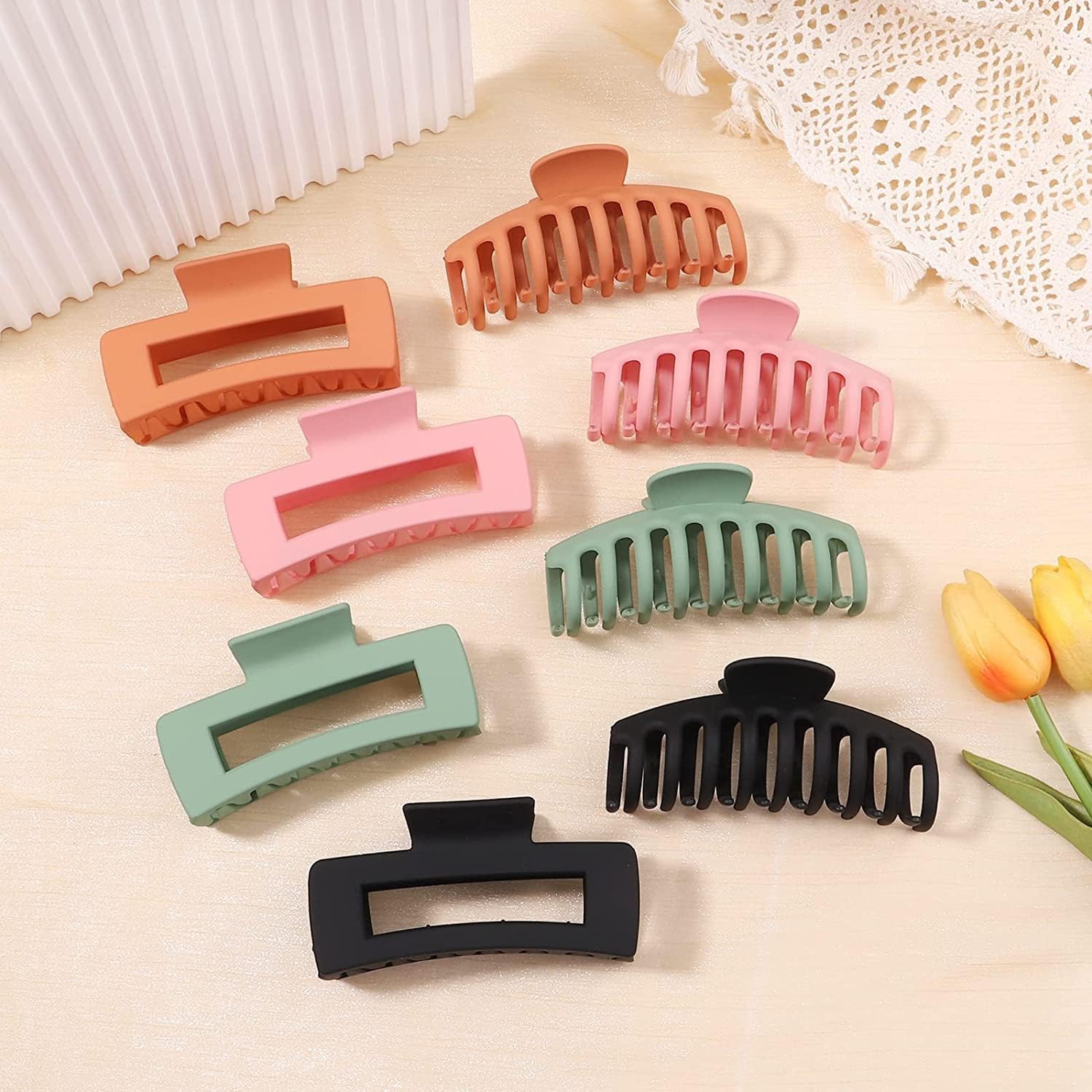 SUKAINA TRENDS Hair Claw Clips for Women & Girls - 8 PCS Strong Hold Hair Clips for Thick & Thin Hair - Large Hair Claw Clips for Ponytails, Buns & Updos - Perfect for Work, School & Everyday Styling