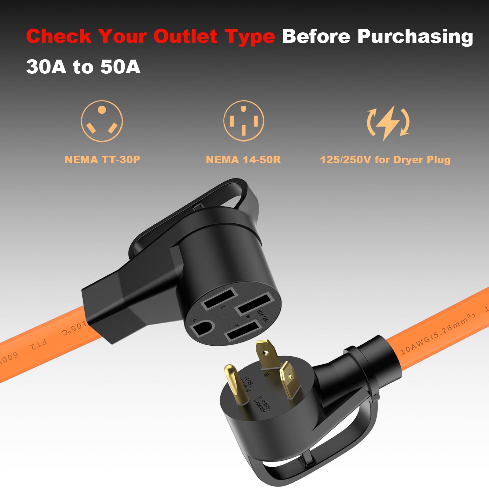 NEMA TT-30P to 14-50R EV Charger Adapter - 30AMP to 50AMP Converter for Tesla Gen 2 Charger - ETL & UL Certified - Perfect for RV Parks, Camping & Home EV Charging