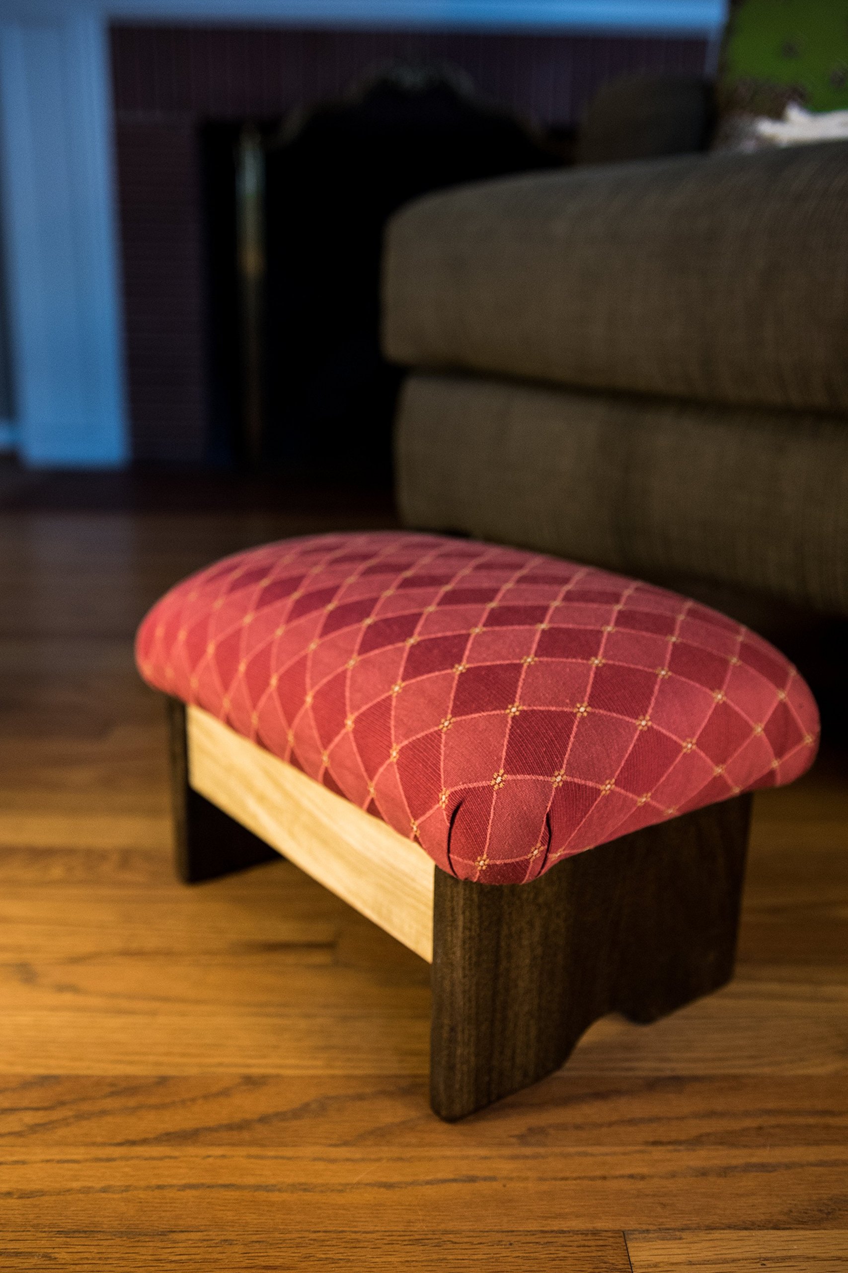 Luxury Padded Foot Stool 9 Inch - Premium Fabric Made in USA - Rococo Red Chic Stain Ottoman for Living Room, Bedroom & Office Comfort