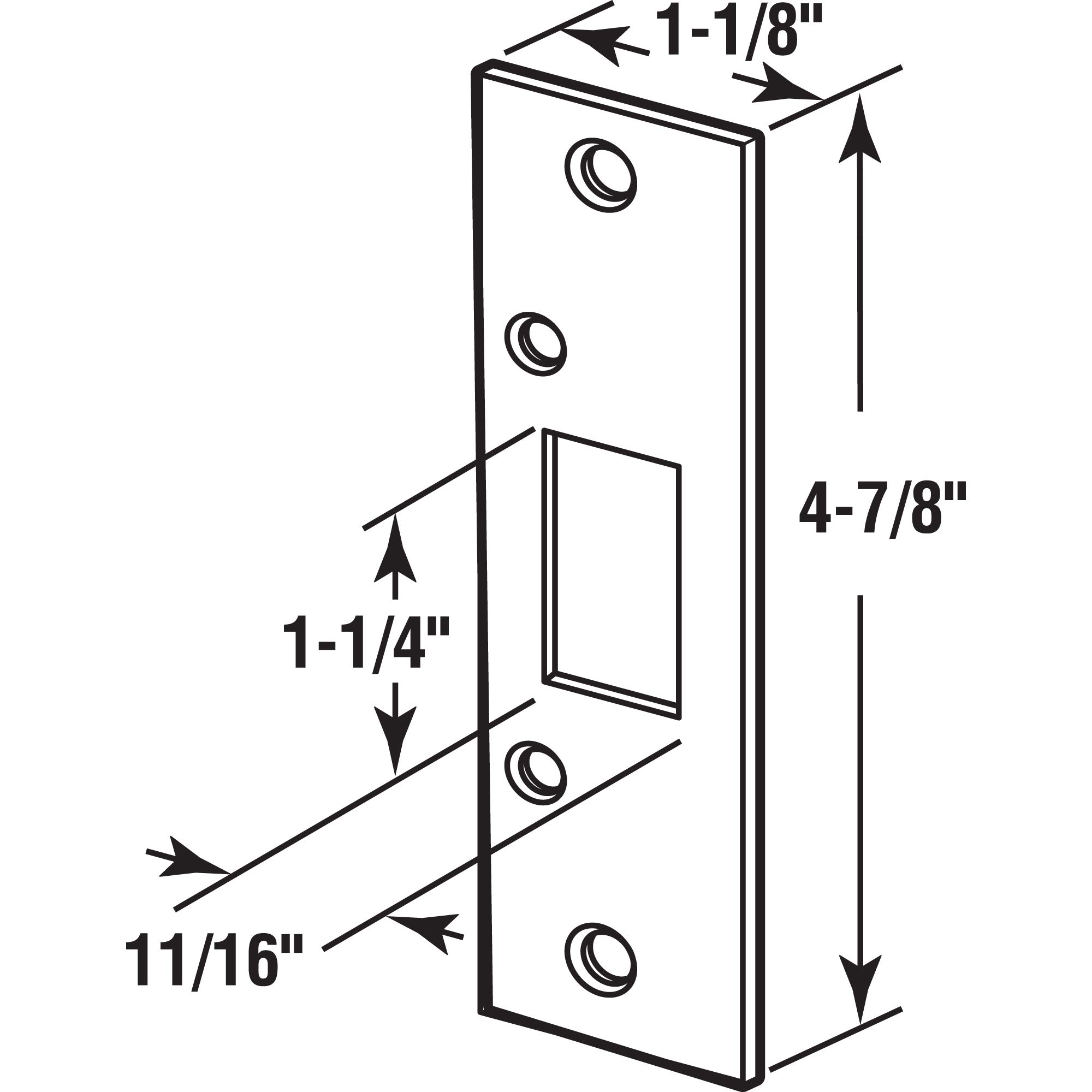 Prime-Line E 2432 Deadbolt Strike Plate 4-7/8 Inch - Brass Plated Door Lock Reinforcement - Single Pack for Home Security & Entry Door Protection