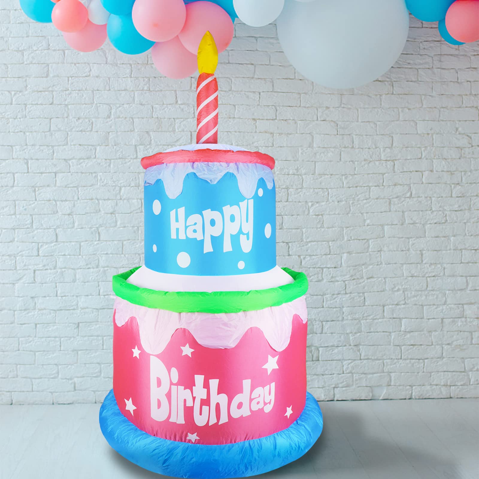 6FT Inflatable Birthday Cake with Candles - Large Blow Up Outdoor Decorations for Home, Garden, Party & Celebration - Perfect for Birthdays, Anniversaries, and Holiday Events