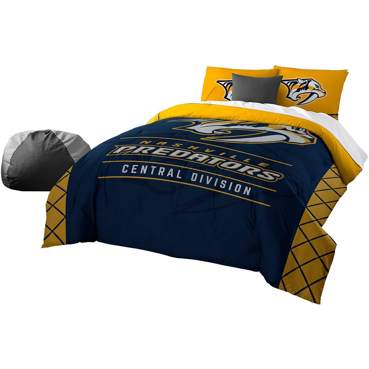 Officially Licensed NHL Twin/Full/Queen Comforter Set with Matching Sham - Perfect for Bedrooms, Dorms & Game Room Decor - Team Logo Bedding for Hockey Fans