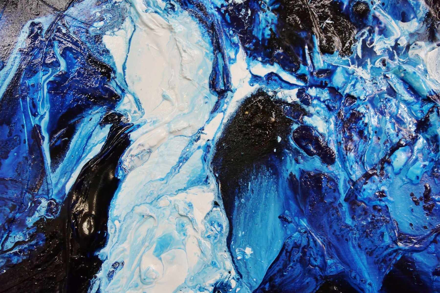 Blue White Textured Abstract Painting 120cm x 100cm - Modern Canvas Wall Art for Living Room, Bedroom & Office Decor | Aqua Motion Design