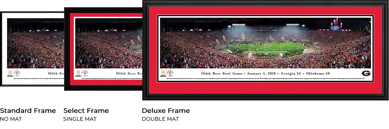 Georgia Bulldogs Rose Bowl 2018 Champions Poster - College Football Wall Art Decor - Framed Pictures & Panoramic Prints by Blakeway - Perfect for Game Room, Man Cave & Dorm Decor