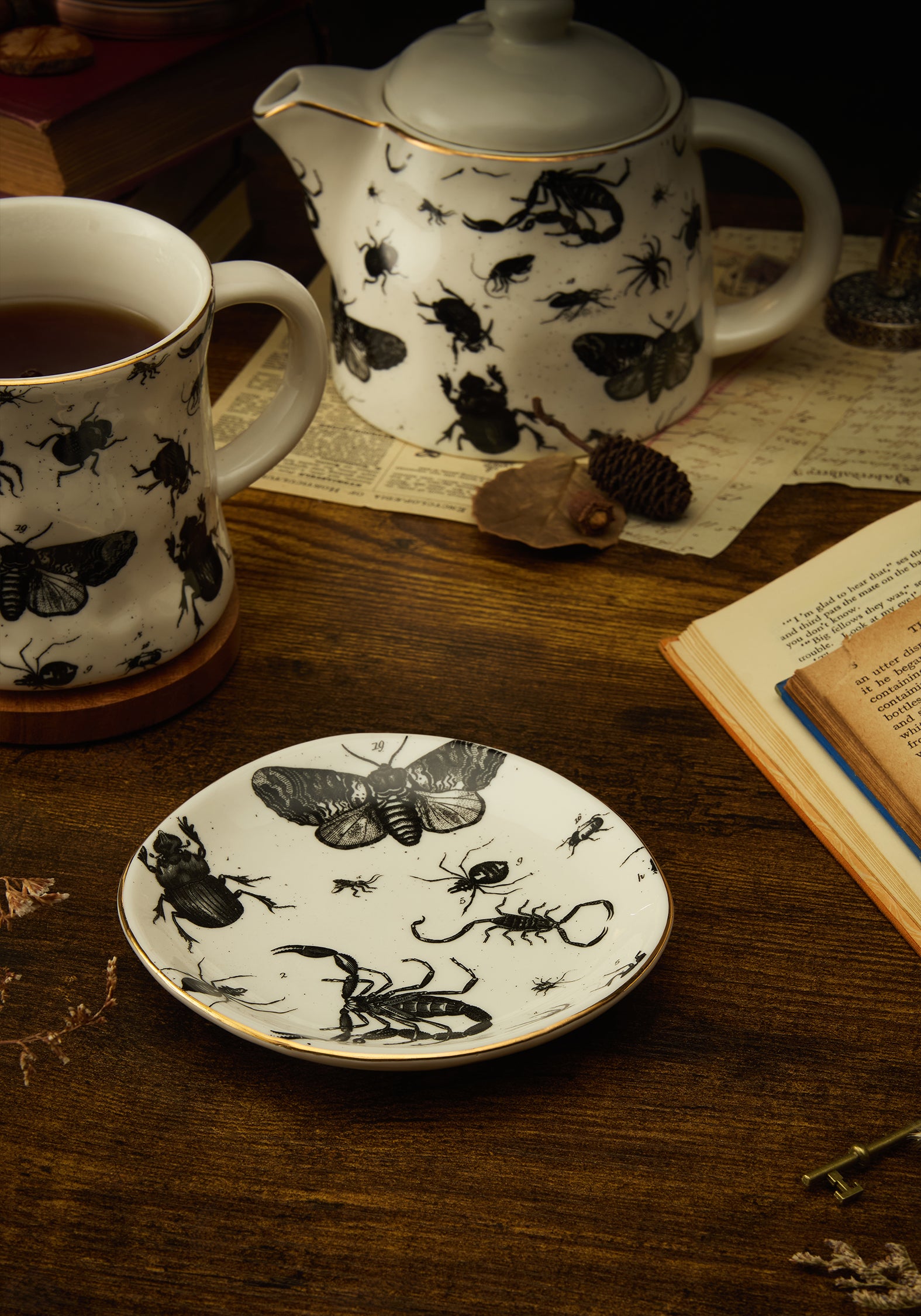 Parasite Bugs Print Trinket Dish - Unique Ceramic Jewelry Tray for Rings & Earrings - Perfect for Bathroom Vanity, Bedroom Dresser & Gift Giving