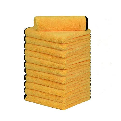 12-Pack Premium Microfiber Cleaning Towels - 16x16 Inch Ultra Soft & Absorbent Dish Cloths (380 GSM) - Multipurpose Kitchen Rags, Car Detailing, Glass Cleaning & Household Dusting