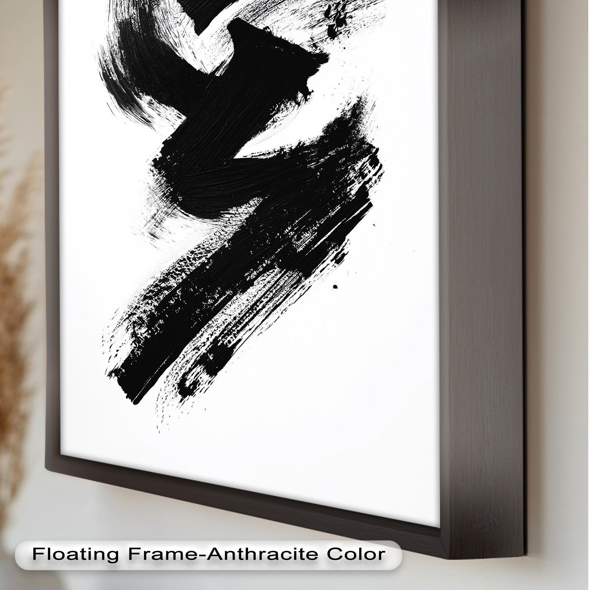 Black Brushstroke Abstract Oil Painting - Modern Wall Art for Living Room, Bedroom & Office Decor