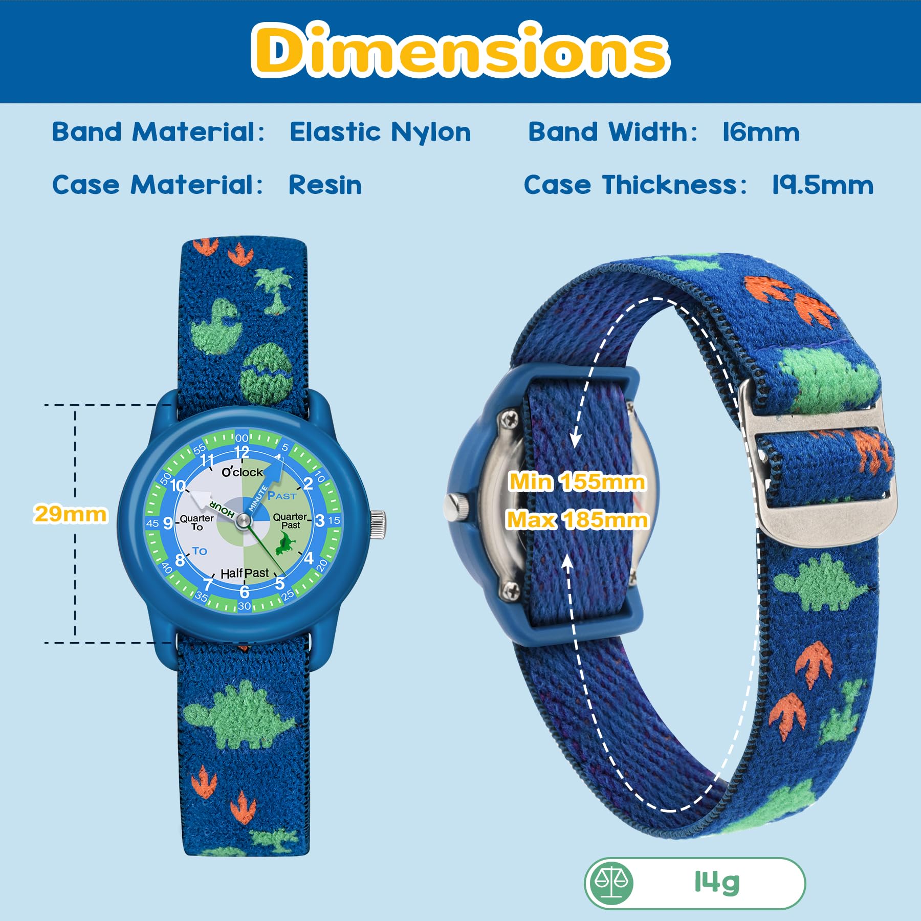 Waterproof Kids Watch with Elastic Strap for Ages 3-12 | Learning Timepiece for Toddlers & Children | Perfect for School & Outdoor Play