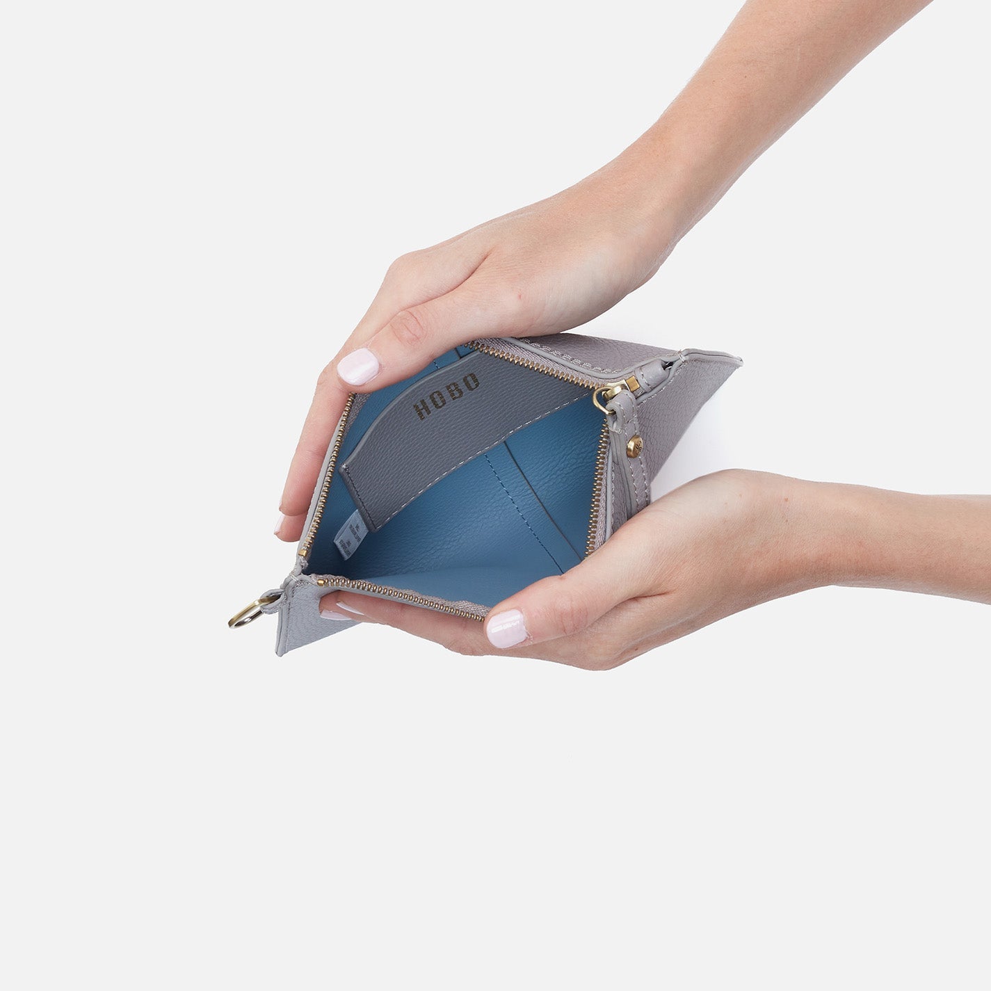 Vida Small Pouch in Micro Pebbled Leather - Morning Dove Grey | Compact Crossbody Bag for Women | Perfect for Everyday Essentials, Travel & Work Accessories