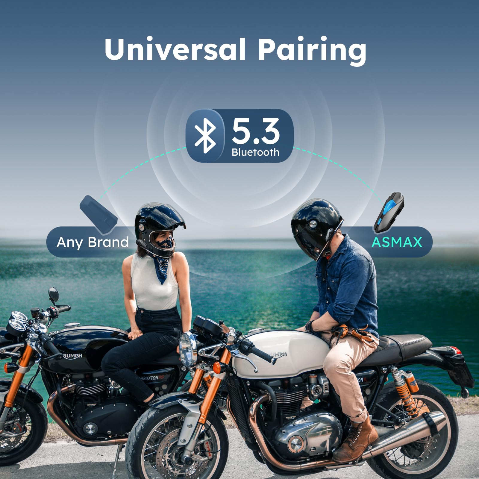 Z1 Motorcycle Bluetooth Headset - Hi-Fi Stereo Speakers for ATV/Snowmobile/Ski Helmet - 10 Rider Mesh Intercom System with FM Radio & AI Voice Control - 42 Min Fast Charging - Perfect for Group Riding, Off-Road Adventures & Winter Sports