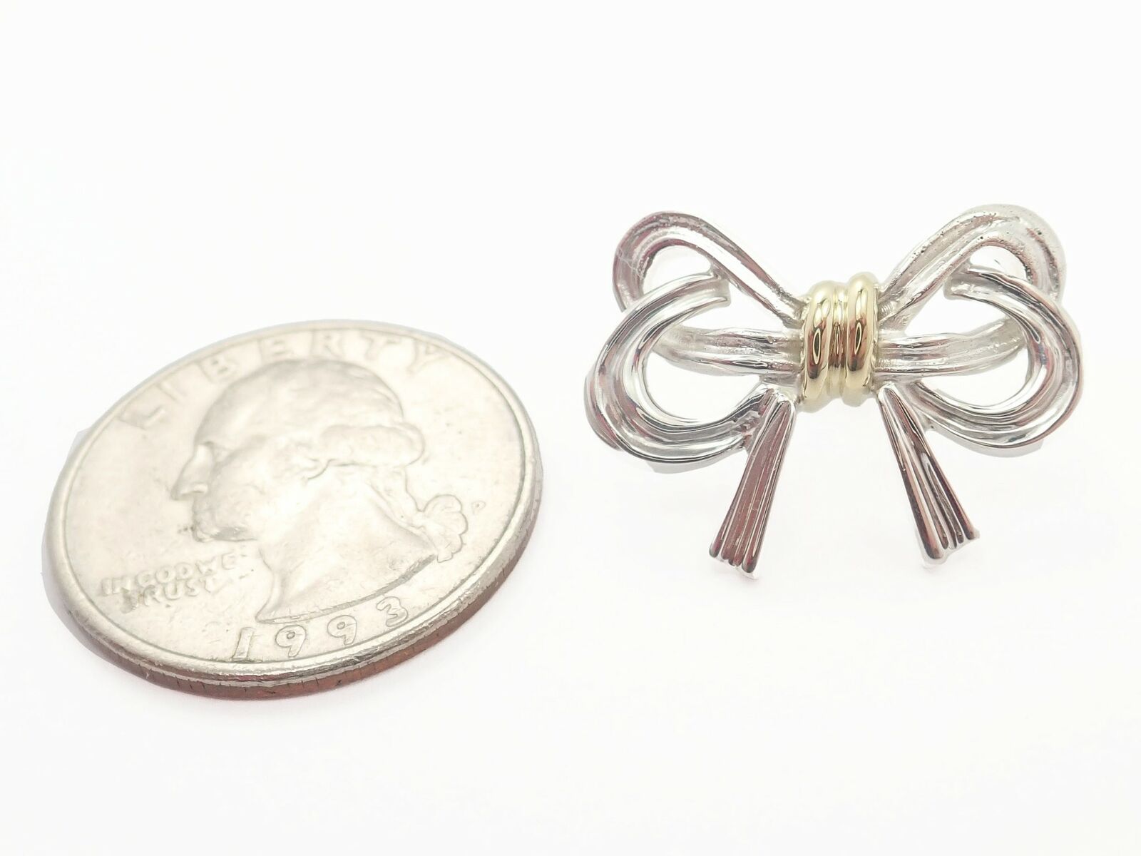 Authentic Vintage Tiffany & Co 18k Yellow & White Gold Ribbon Bow Earrings - Elegant Jewelry for Women, Perfect for Weddings, Parties & Special Occasions