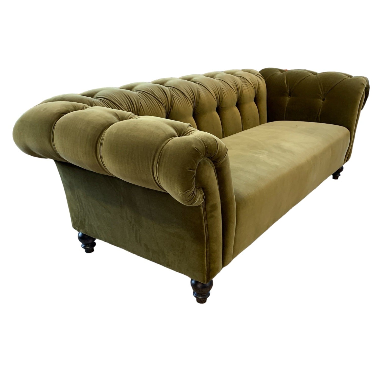 Arthur Olive 3-Seater Chesterfield Sofa - Genuine Leather Living Room Couch for Home & Office - Perfect for Lounge, Reception Areas & Luxury Spaces