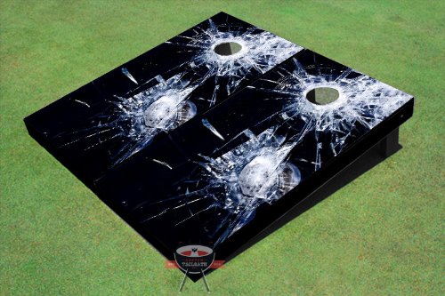 Custom Tailgate Broken Glass Themed Cornhole Boards Set - Premium Outdoor Party Game for Backyard BBQ, Tailgating, and College Football Events