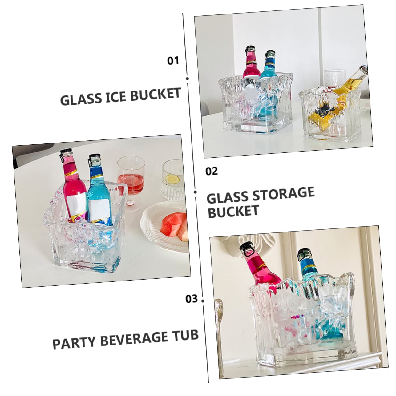 Premium Glass Ice Bucket for Wine & Beer - Leakproof & Durable Bar Accessory - Perfect for Parties, Weddings & Home Entertaining