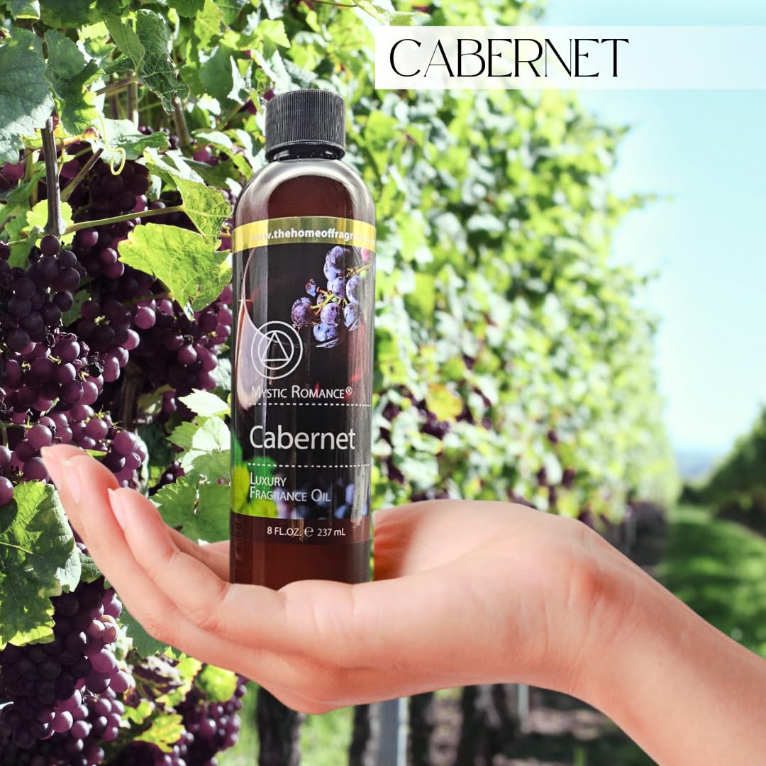 Premium 8oz & 2oz Cabernet Fragrance Oil Set - Aromatherapy Essential Oils for Diffusers, Oil Burners, Potpourri & Home Scenting - Luxury Wine-Inspired Scent by Mystic Romance (2-Pack with Dropper) - Perfect for Relaxation, Spa Nights & Romantic Ambiance