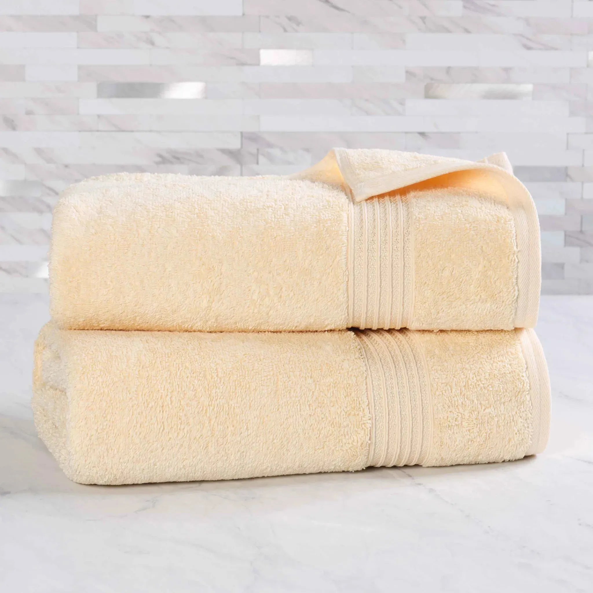 Premium Egyptian Cotton Bath Towel Set of 2 - Ultra Soft & Highly Absorbent Luxury Bath Sheets for Spa, Hotel & Home Use - 100% Heritage Cotton (White)