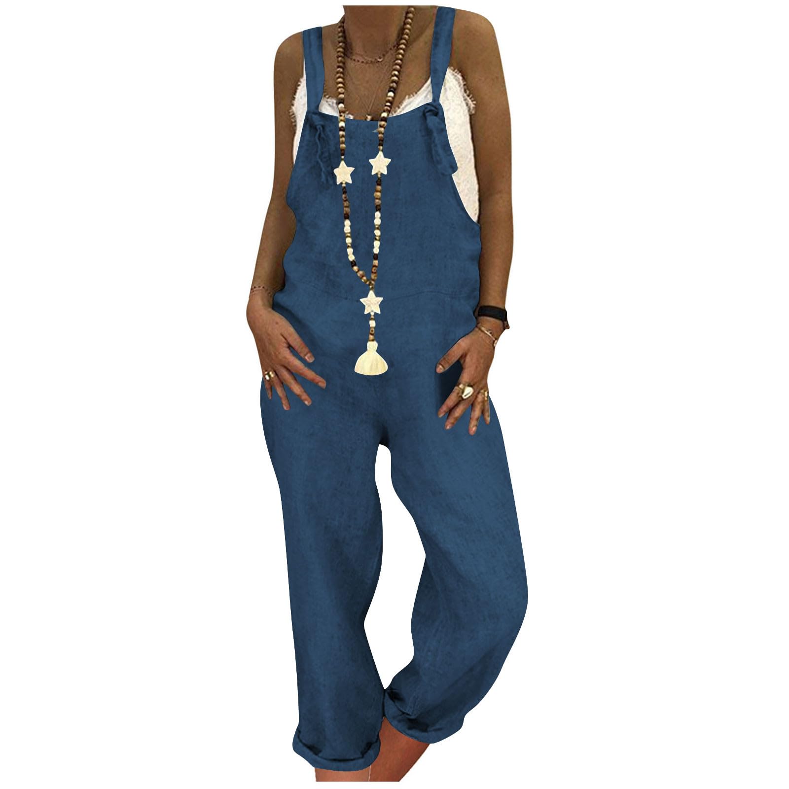 Women's Sleeveless Jumpsuit - Casual Loose Romper with Pockets | Summer Outfits & Travel Wear