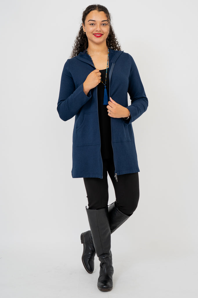 Cortes Jacket - Indigo Blue Bamboo Fleece Jacket for Men & Women | Eco-Friendly Outdoor Wear for Hiking, Camping & Casual Style