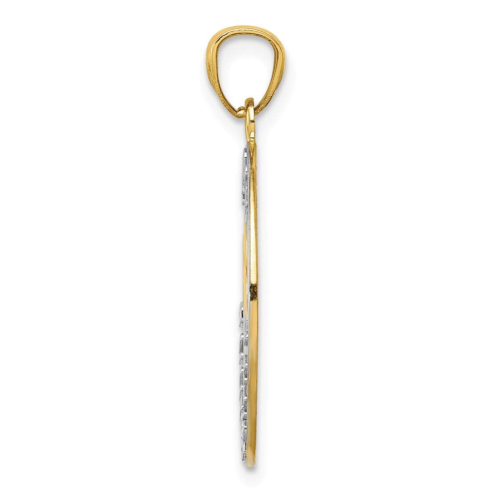 14k Yellow Gold Two-Tone Happy Anniversary Heart Pendant Charm - 26mm x 15mm - Romantic Gift for Wife, Girlfriend, Couples Jewelry for Anniversaries, Valentine's Day & Special Occasions