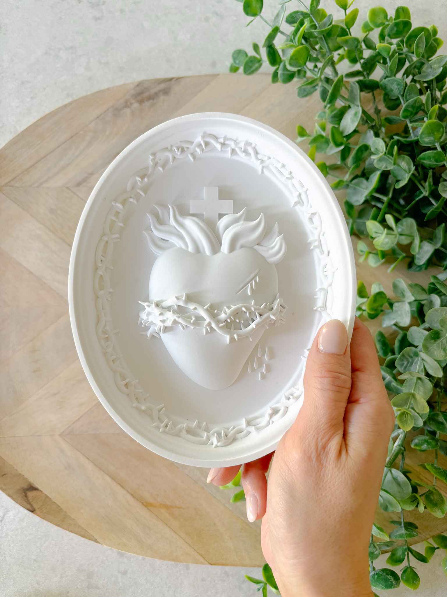 Hearts of the Holy Family Cameo Pendant - Elegant White Religious Jewelry for Women - Perfect for Baptism, First Communion & Spiritual Gifts