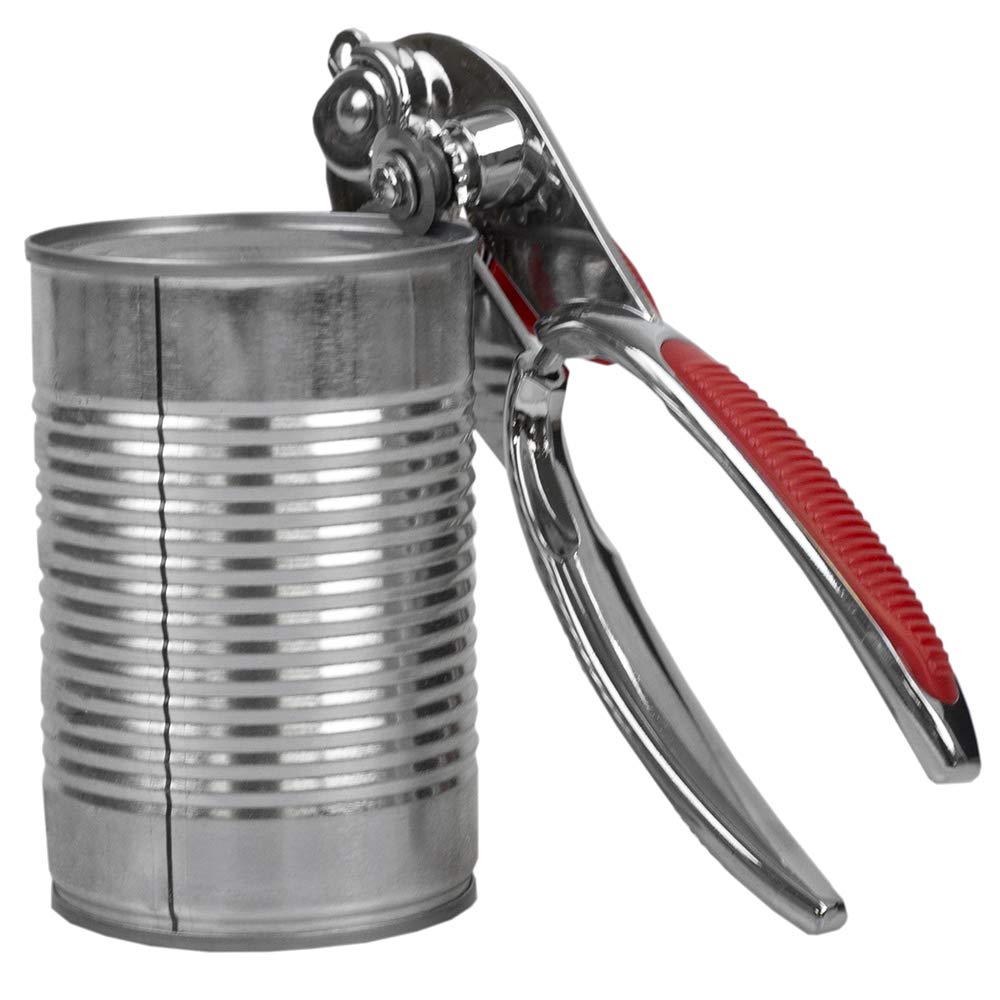 Premium Zinc Can Opener with Ergonomic Rubber Grip - Smooth & Safe Kitchen Tool for Camping, Emergency Kits & Everyday Use