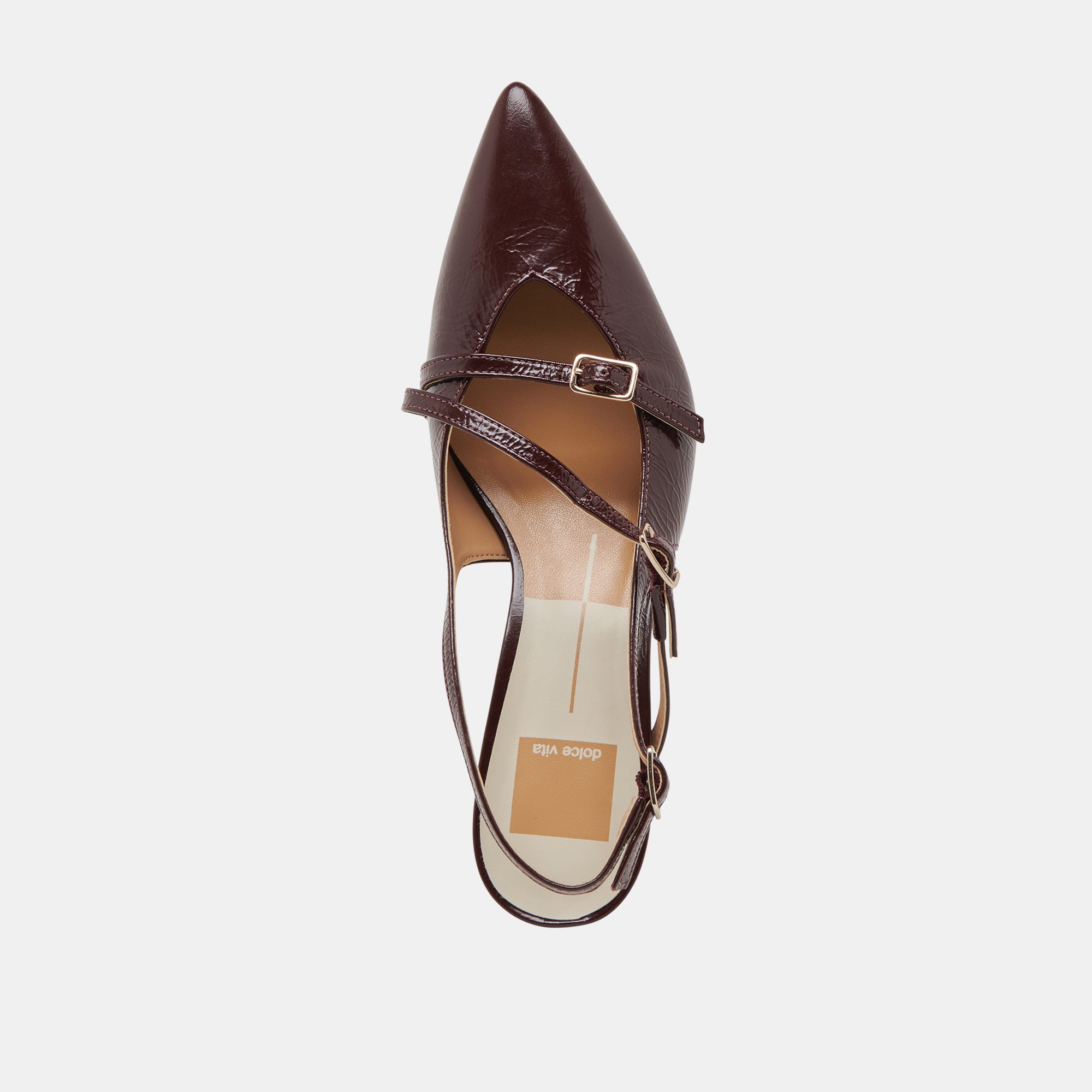 PAMLA Women's Mid Heel Pumps - Cranberry Crinkle Patent Leather Dress Shoes for Work, Party & Special Occasions