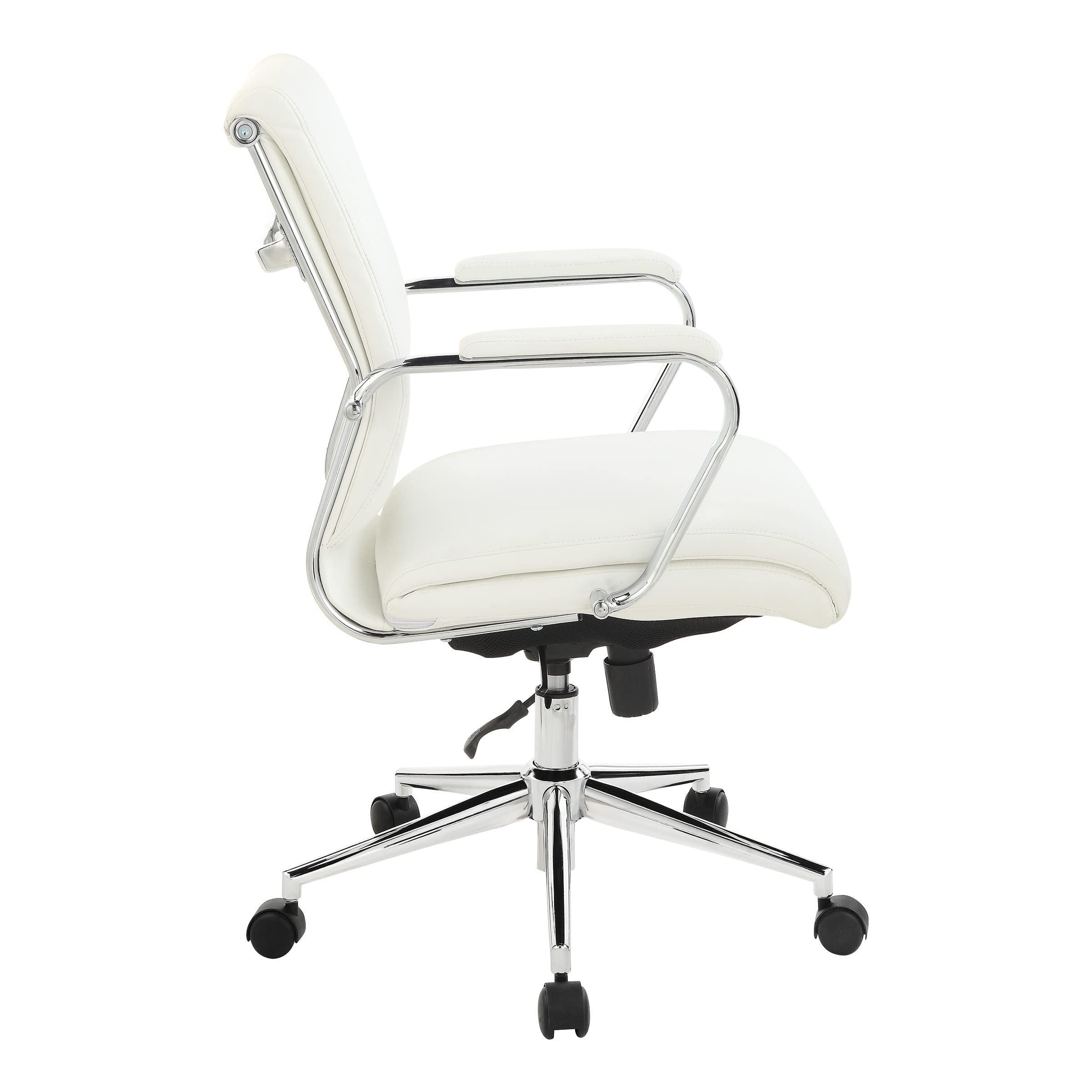 Office Star Antimicrobial Adjustable Mid-Back Office Chair with Chrome Base - Dillon Snow Fabric - Ergonomic Manager's Chair for Home & Office Workspace