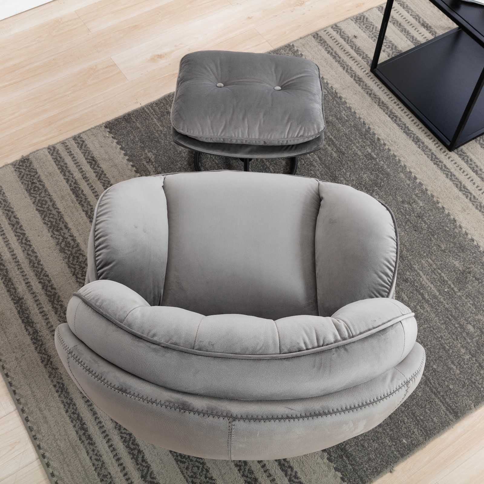 Velvet Swivel Accent Chair with Ottoman - Modern Living Room Lounge Chair with Footrest, 360 Degree Rotation, Comfortable Sofa Chair for Reading, Relaxing & Home Decor