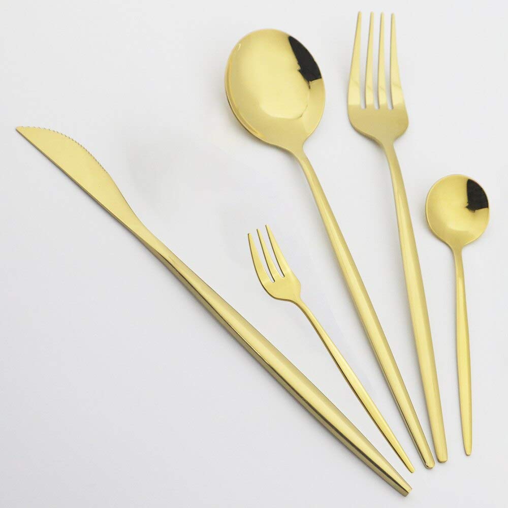 Premium 30-Piece Stainless Steel Silverware Set - Gold Flatware Cutlery with Knives, Forks, Dessert & Coffee Spoons - Elegant Mint Green Tableware for Dining, Parties & Gifts - BY ZZYY