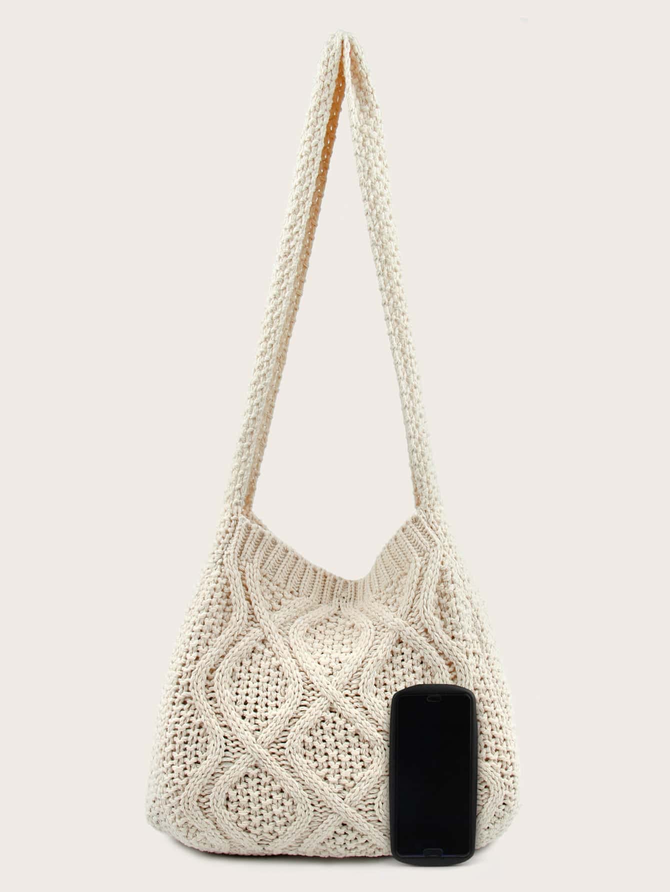 Verdusa Women's Crochet Shoulder Bag - Boho Knitted Tote Handbag for Shopping, Beach & Daily Use | Stylish & Lightweight Purse for Women