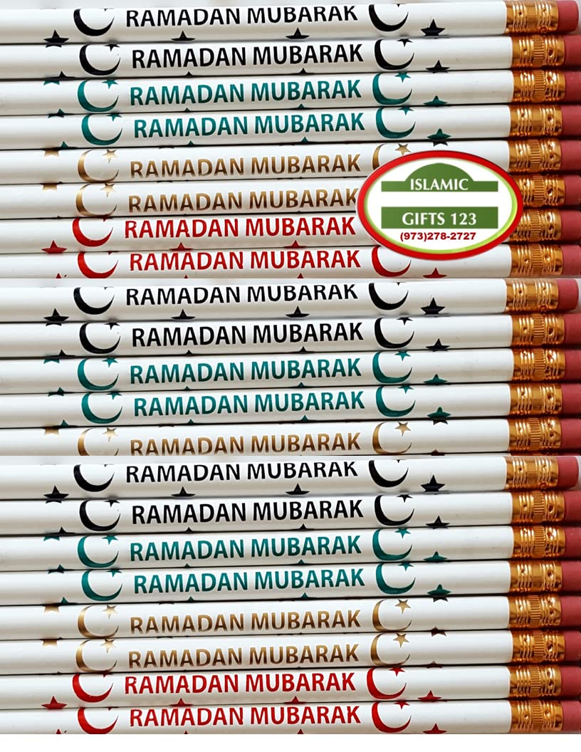 500 Pack Ramadan Mubarak Pencils - Custom Eid Party Favors, Arabic Themed Muslim Gifts for Ramadan Decorations & Celebrations - Perfect for School Events, Mosque Giveaways and Eid al-Fitr Party Decor