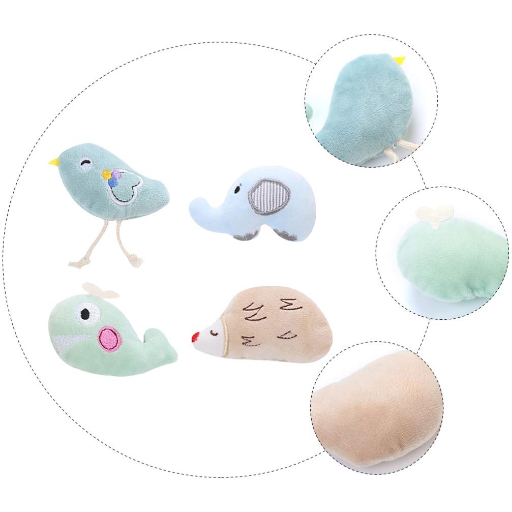 Balacoo Cat Chew Toys - 4pcs Cartoon Animal Shaped Plush Biting Toys for Small, Medium & Large Cats - Teeth Cleaning & Scratch Play - Perfect for Indoor Play, Stress Relief & Dental Health