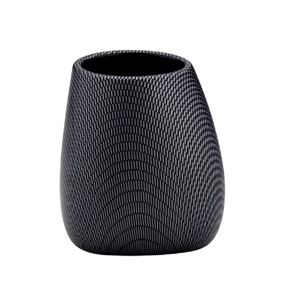 Kela Bathroom Tumbler Cup & Toothbrush Holder Set - Moiree Collection in Charcoal - Perfect for Bathroom Organization and Stylish Home Decor