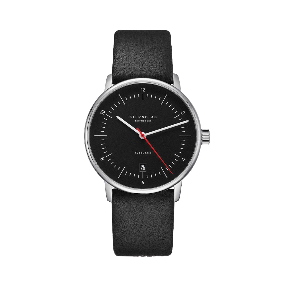 Naos Automatic 38mm Men's Watch - Black Dial with Genuine Leather Strap - Classic Dress Watch for Business, Office & Formal Occasions