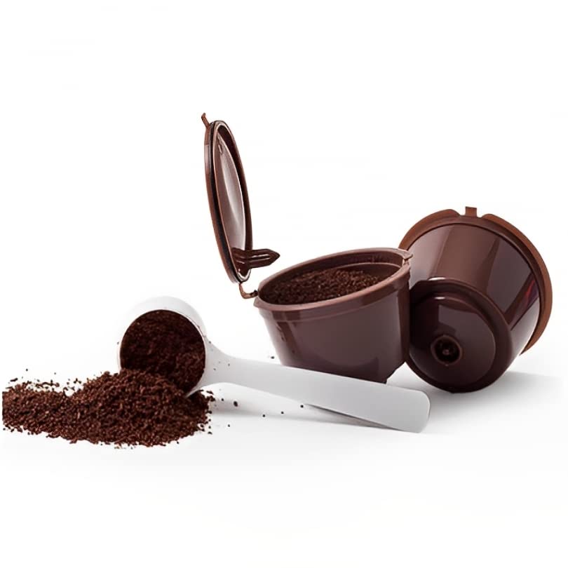 6-Pack Reusable Coffee Capsules for Nescafe Dolce Gusto Machines - Refillable Coffee Pods with Cleaning Brush & Measuring Spoon - Perfect for Home & Office Use