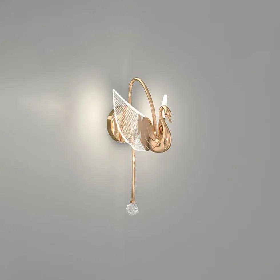Modern Gold Swan Plug-in Wall Sconce Light - Elegant Plug-in Wall Lamp for Bedroom, Living Room, Hallway & Home Decor