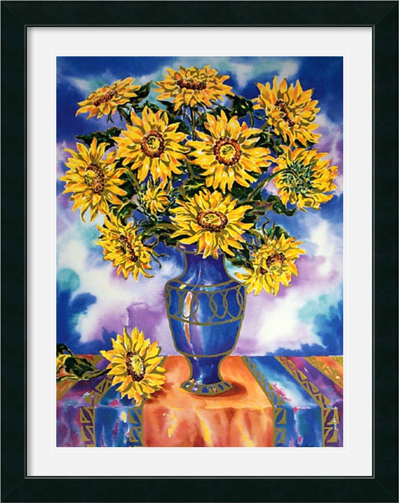 Buyartforless Framed Vase of Sunflowers by Jan Law - Premium Art Poster Print for Home & Office Decor - Perfect for Living Room, Bedroom or Gift