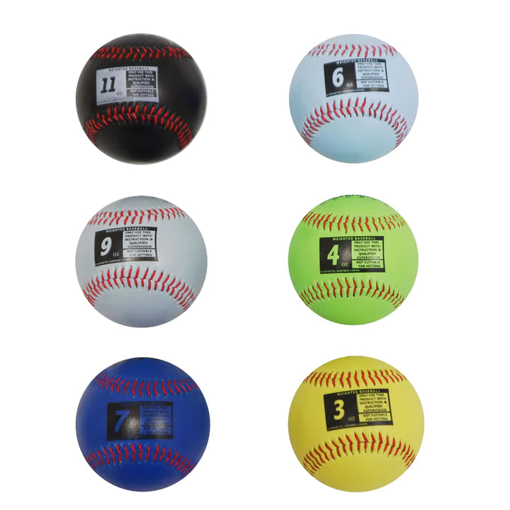 Play9 Leather Baseball Throwing Plyo Balls with Seams - Premium Leather Training Balls Set for Baseball & Softball Practice, Pitching Drills, and Strength Training