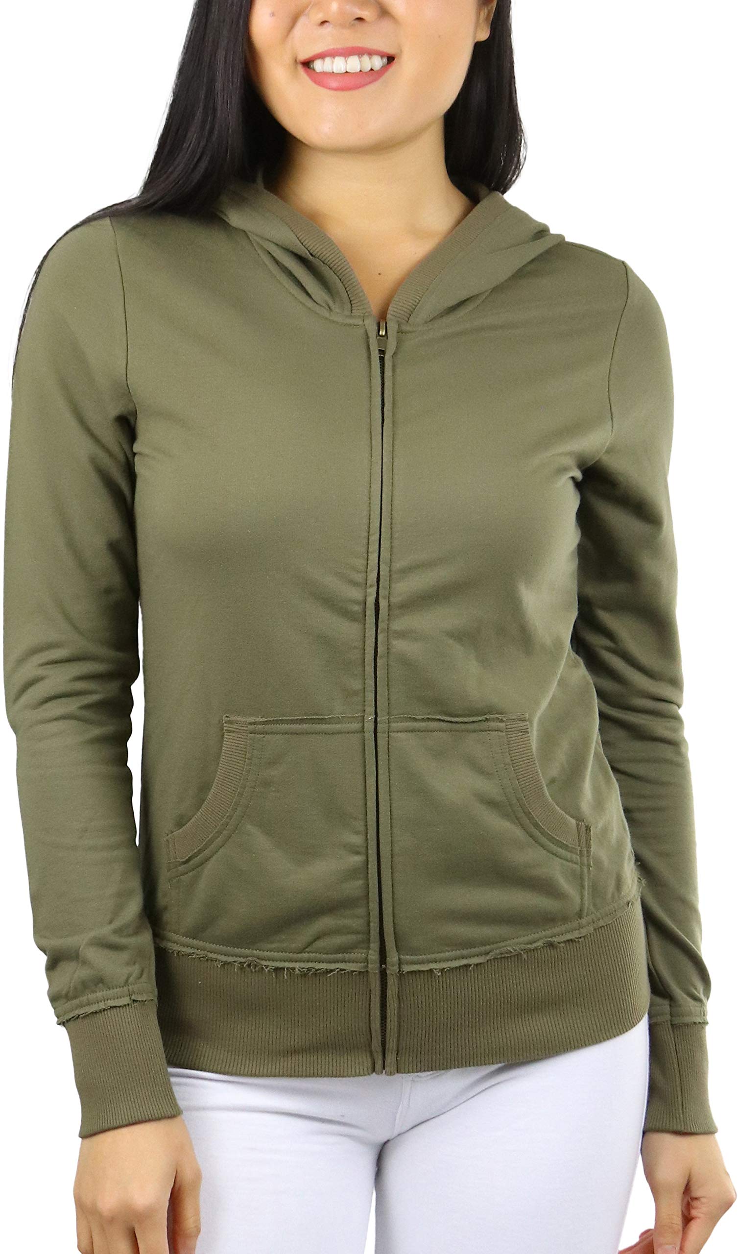 ToBeInStyle Junior's Cotton Long Sleeve Zip Up Hoodie for Girls - Cozy Pullover Sweatshirt with Front Pocket | Perfect for School, Casual Wear & Outdoor Activities
