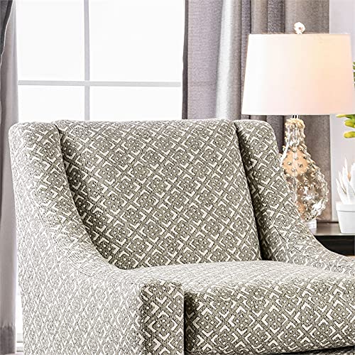 Shila Contemporary Fabric Accent Chair in Gray Geometric - Modern Living Room Furniture for Home Office & Lounge - Comfortable Mid-Century Style Seating for Small Spaces